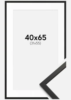 Ramme Edsbyn Sort 40x65 cm - Passepartout Hvid 32x56 cm
