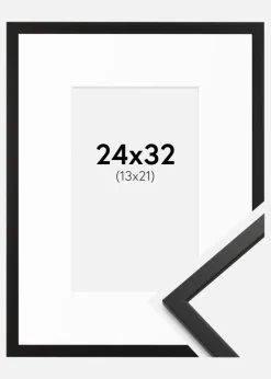 Ramme Edsbyn Sort 24x32 cm - Passepartout Hvid 14x22 cm