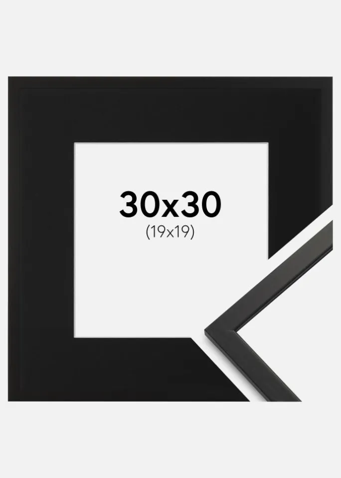 Ramme Edsbyn Sort 30x30 cm - Passepartout Sort 20x20 cm