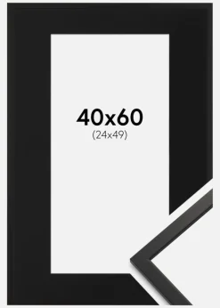 Ramme Edsbyn Sort 40x60 cm - Passepartout Sort 25x50 cm