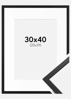 Ramme Edsbyn Sort 30x40 cm - Passepartout Hvid 21x30 cm