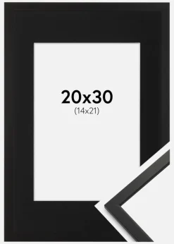 Ramme Edsbyn Sort 20x30 cm - Passepartout Sort 15x22 cm