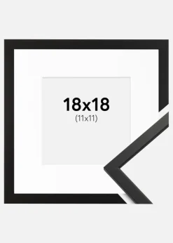 Ramme Edsbyn Sort 18x18 cm - Passepartout Hvid 12x12 cm