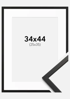 Ramme Edsbyn Sort 34x44 cm - Passepartout Hvid 26x36 cm