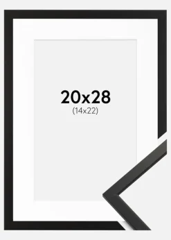 Ramme Edsbyn Sort 20x28 cm - Passepartout Hvid 15x23 cm