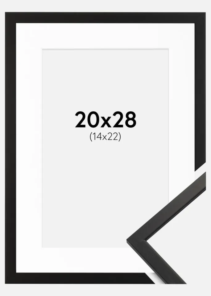 Ramme Edsbyn Sort 20x28 cm - Passepartout Hvid 15x23 cm