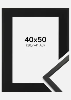 Ramme Edsbyn Sort 40x50 cm - Passepartout Sort 29,7x42 cm