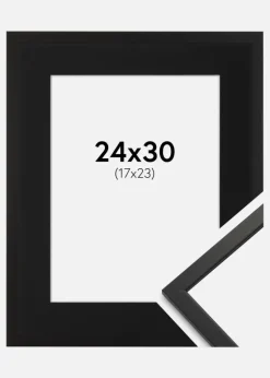 Ramme Edsbyn Sort 24x30 cm - Passepartout Sort 18x24 cm