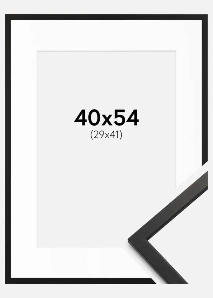 Ramme Edsbyn Sort 40x54 cm - Passepartout Hvid 30x42 cm