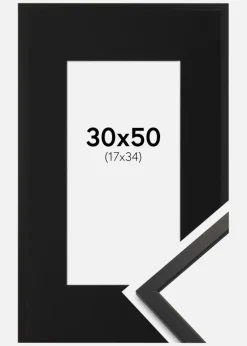 Ramme Edsbyn Sort 30x50 cm - Passepartout Sort 18x35 cm