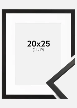 Ramme Edsbyn Sort 20x25 cm - Passepartout Hvid 15x20 cm