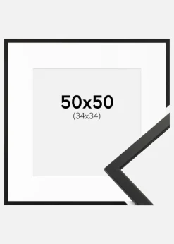 Ramme Edsbyn Sort 50x50 cm - Passepartout Hvid 35x35 cm