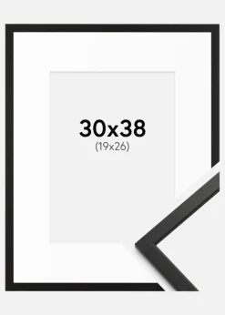 Ramme Edsbyn Sort 30x38 cm - Passepartout Hvid 20x27 cm