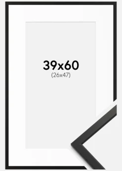 Ramme Edsbyn Sort 39x60 cm - Passepartout Hvid 27x48 cm