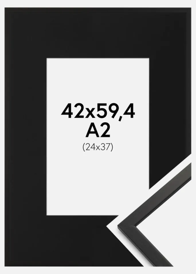 Ramme Edsbyn Sort 42x59,4 cm - Passepartout Sort 25x38 cm
