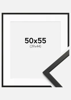 Ramme Edsbyn Sort 50x55 cm - Passepartout Hvid 40x45 cm
