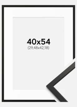 Ramme Edsbyn Sort 40x54 cm - Passepartout Hvid 12x17 inches