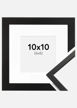 Ramme Edsbyn Sort 10x10 cm - Passepartout Hvid 7x7 cm