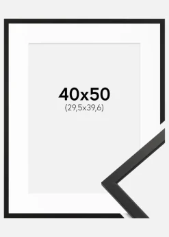 Ramme Edsbyn Sort 40x50 cm - Passepartout Hvid 12x16 inches