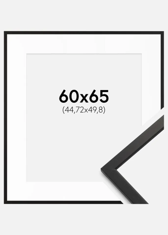 Ramme Edsbyn Sort 60x65 cm - Passepartout Hvid 18x20 inches