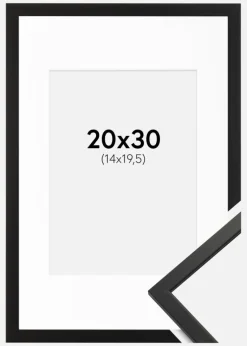 Ramme Edsbyn Sort 20x30 cm - Passepartout Hvid 15x21 cm