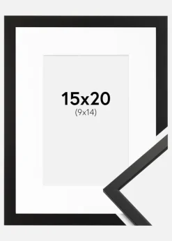 Ramme Edsbyn Sort 15x20 cm - Passepartout Hvid 10x15 cm
