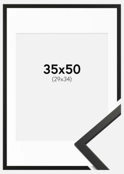 Ramme Edsbyn Sort 35x50 cm - Passepartout Hvid 30x35 cm