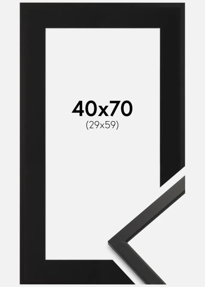 Ramme Edsbyn Sort 40x70 cm - Passepartout Sort 30x60 cm