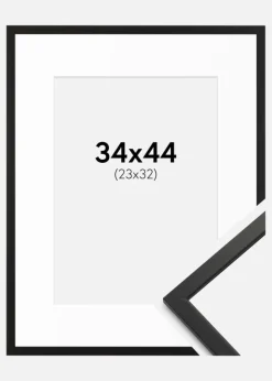 Ramme Edsbyn Sort 34x44 cm - Passepartout Hvid 24x33 cm