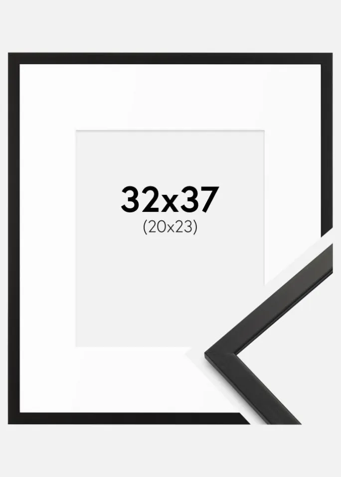 Ramme Edsbyn Sort 32x37 cm - Passepartout Hvid 21x24 cm