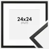 Ramme Edsbyn Sort 24x24 cm - Passepartout Hvid 18x18 cm