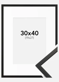 Ramme Edsbyn Sort 30x40 cm - Passepartout Hvid 20x28 cm