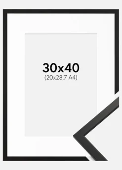 Ramme Edsbyn Sort 30x40 cm - Passepartout Hvid 21x29,7 cm