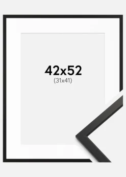 Ramme Edsbyn Sort 42x52 cm - Passepartout Hvid 32x42 cm