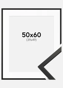 Ramme Edsbyn Sort 50x60 cm - Passepartout Hvid 40x50 cm