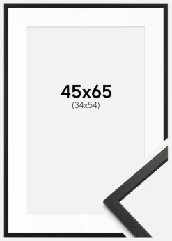 Ramme Edsbyn Sort 45x65 cm - Passepartout Hvid 35x55 cm