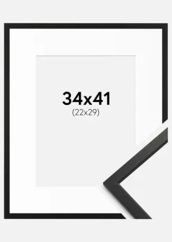 Ramme Edsbyn Sort 34x41 cm - Passepartout Hvid 23x30 cm