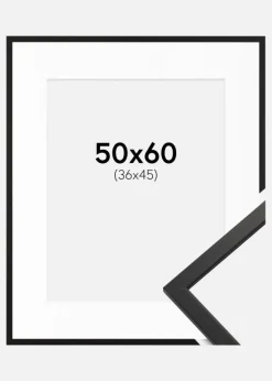 Ramme Edsbyn Sort 50x60 cm - Passepartout Hvid 37x46 cm