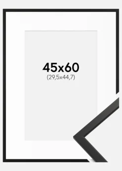 Ramme Edsbyn Sort 45x60 cm - Passepartout Hvid 12x18 inches