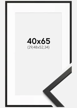 Ramme Edsbyn Sort 40x65 cm - Passepartout Hvid 12x21 inches
