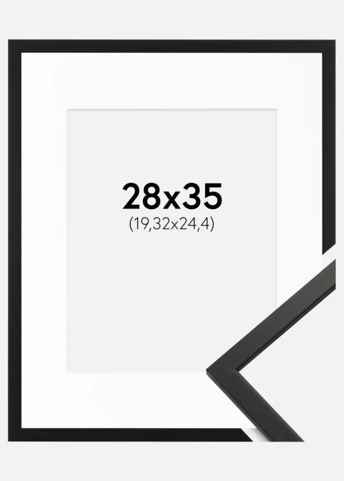 Ramme Edsbyn Sort 28x35 cm - Passepartout Hvid 8x10 inches