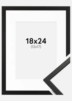 Ramme Edsbyn Sort 18x24 cm - Passepartout Hvid 13x18 cm