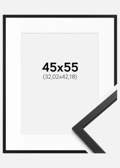 Ramme Edsbyn Sort 45x55 cm - Passepartout Hvid 13x17 inches