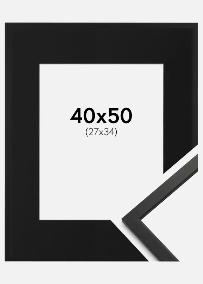 Ramme Edsbyn Sort 40x50 cm - Passepartout Sort 28x35 cm