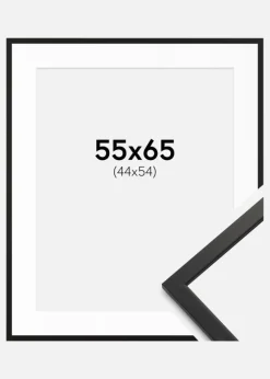 Ramme Edsbyn Sort 55x65 cm - Passepartout Hvid 45x55 cm
