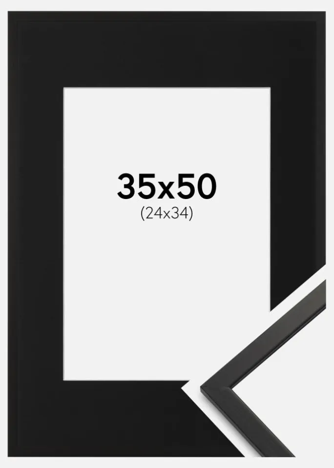Ramme Edsbyn Sort 35x50 cm - Passepartout Sort 25x35 cm