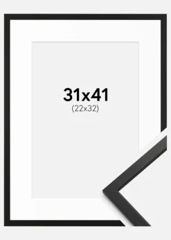 Ramme Edsbyn Sort 31x41 cm - Passepartout Hvid 23x33 cm
