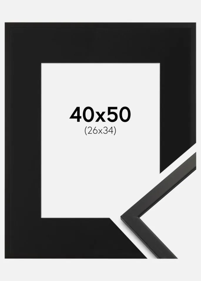 Ramme Edsbyn Sort 40x50 cm - Passepartout Sort 27x35 cm
