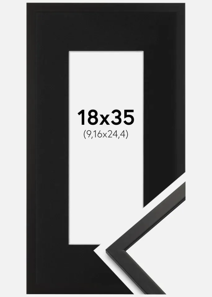 Ramme Edsbyn Sort 18x35 cm - Passepartout Sort 4x10 inches