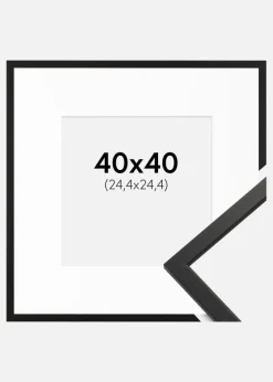 Ramme Edsbyn Sort 40x40 cm - Passepartout Hvid 10x10 inches